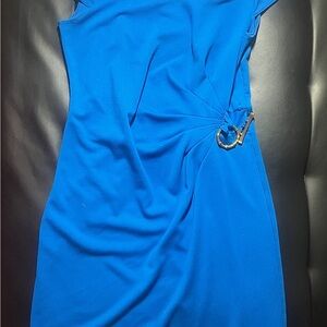 Spense Women Blue Dress with Gold Detail Size 10 Medium
